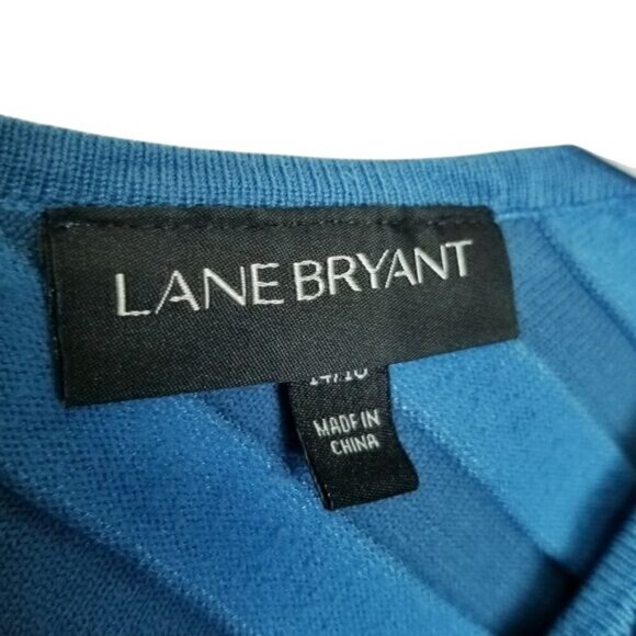 Lane‎ Bryant Womens Blue Striped V-Neck Sweater Size 14/16 Rayon & Nylon Blend - Picture 3 of 9